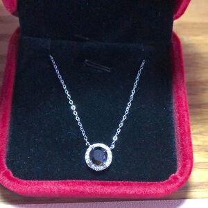 1 carat black, moissanite. 925 sterling necklace